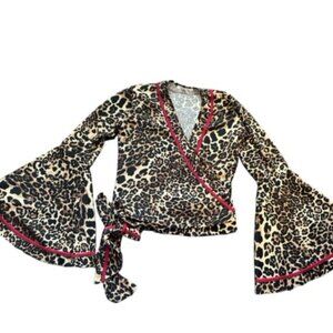 NWOT BAMBINA MIA LEOPARD WRAP TOP - SZ XL